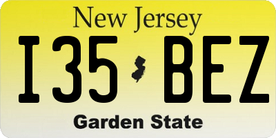 NJ license plate I35BEZ