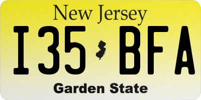 NJ license plate I35BFA