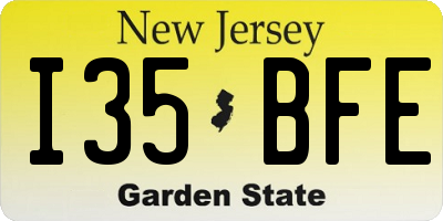 NJ license plate I35BFE