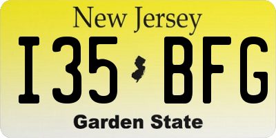 NJ license plate I35BFG