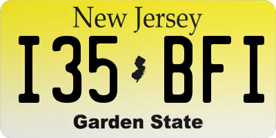 NJ license plate I35BFI