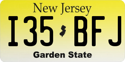 NJ license plate I35BFJ