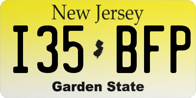 NJ license plate I35BFP