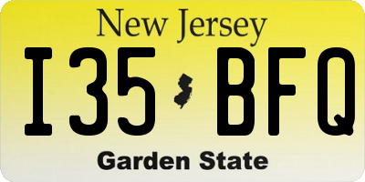 NJ license plate I35BFQ
