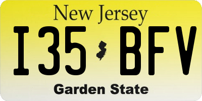 NJ license plate I35BFV