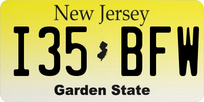 NJ license plate I35BFW