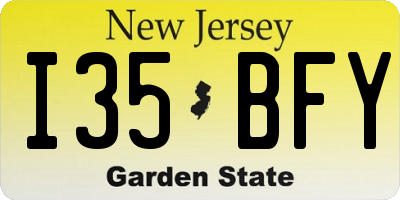 NJ license plate I35BFY