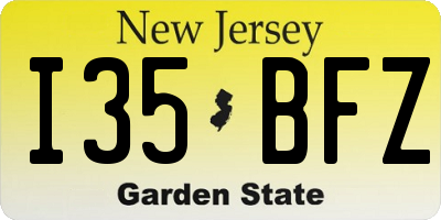 NJ license plate I35BFZ