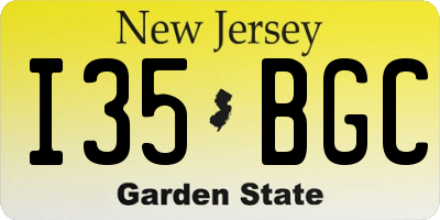 NJ license plate I35BGC