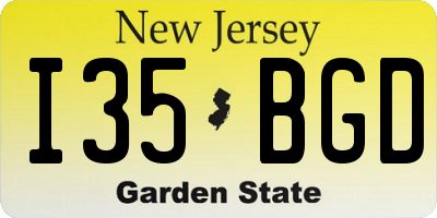 NJ license plate I35BGD