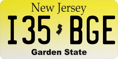 NJ license plate I35BGE