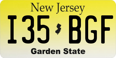 NJ license plate I35BGF