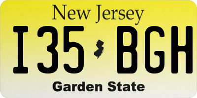 NJ license plate I35BGH