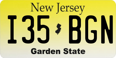 NJ license plate I35BGN