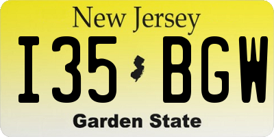 NJ license plate I35BGW