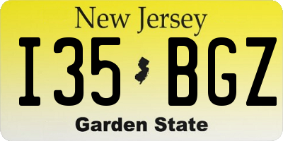 NJ license plate I35BGZ