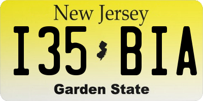 NJ license plate I35BIA