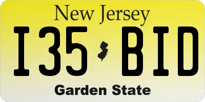 NJ license plate I35BID
