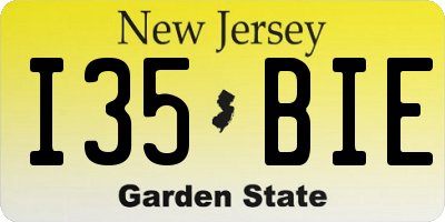 NJ license plate I35BIE