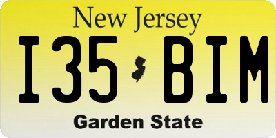 NJ license plate I35BIM