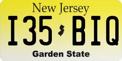 NJ license plate I35BIQ