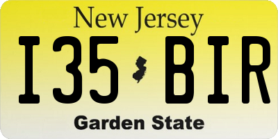 NJ license plate I35BIR