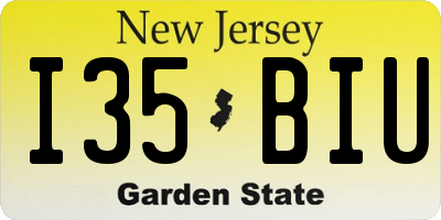 NJ license plate I35BIU