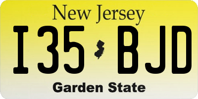 NJ license plate I35BJD
