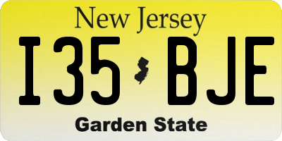 NJ license plate I35BJE