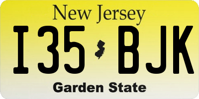 NJ license plate I35BJK
