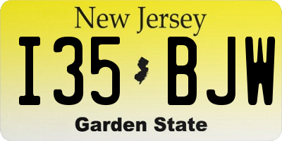 NJ license plate I35BJW
