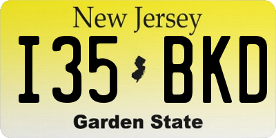 NJ license plate I35BKD