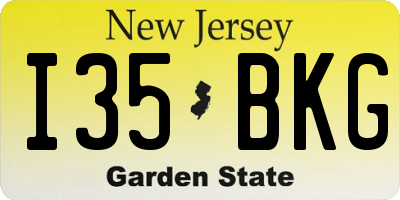 NJ license plate I35BKG