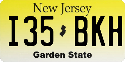 NJ license plate I35BKH