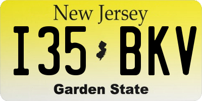 NJ license plate I35BKV