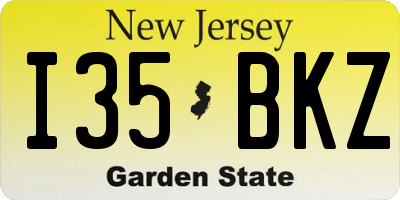 NJ license plate I35BKZ