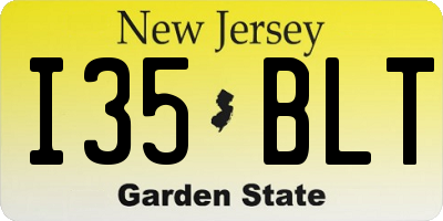 NJ license plate I35BLT