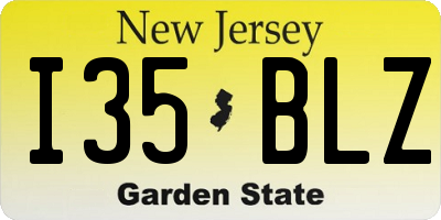 NJ license plate I35BLZ