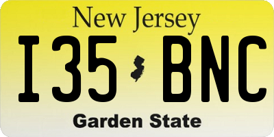 NJ license plate I35BNC