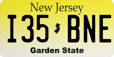 NJ license plate I35BNE