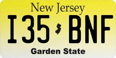 NJ license plate I35BNF