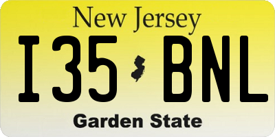 NJ license plate I35BNL