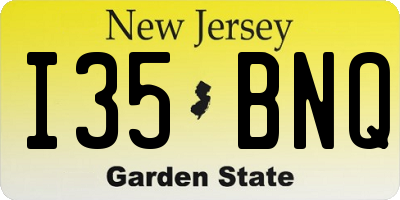 NJ license plate I35BNQ