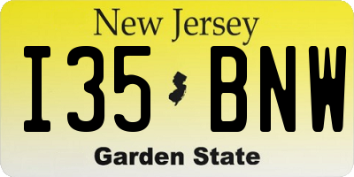 NJ license plate I35BNW