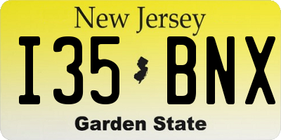 NJ license plate I35BNX