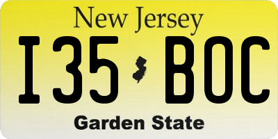NJ license plate I35BOC
