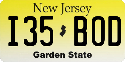 NJ license plate I35BOD