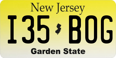 NJ license plate I35BOG