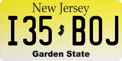 NJ license plate I35BOJ