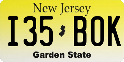 NJ license plate I35BOK
